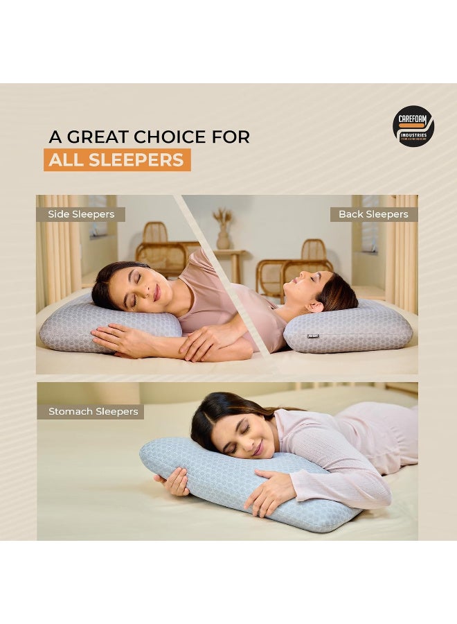 CareFoam وسادة CareFoam الطبية من رغوة الذاكرة للنوم المريح، تخفيف آلام الرقبة والكتف مع غطاء جاكار رمادي قابل للإزالة 24 x 15 x 5 بوصة عبوة من 1 - Image 3