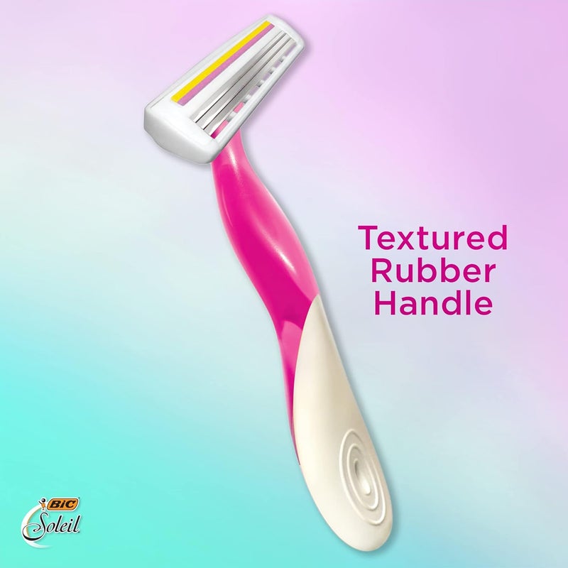 BIC Miss Soleil Colour Collection 3Blade Razors for Women with Easy Grip Handle and Lubricating Strips Pack of 8 - Image 4
