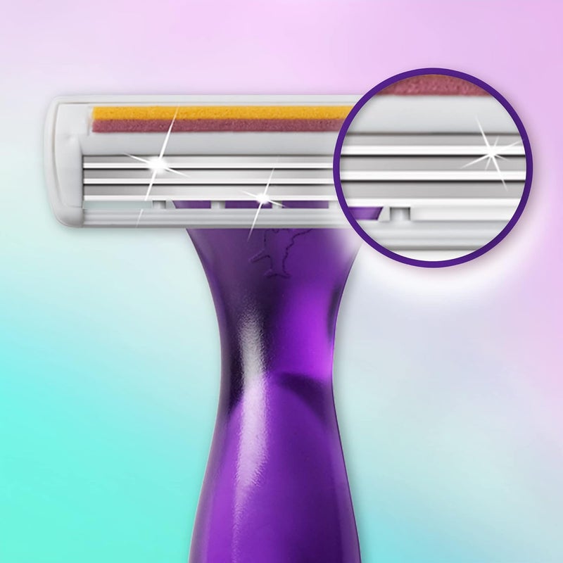 BIC Miss Soleil Colour Collection 3Blade Razors for Women with Easy Grip Handle and Lubricating Strips Pack of 8 - Image 5