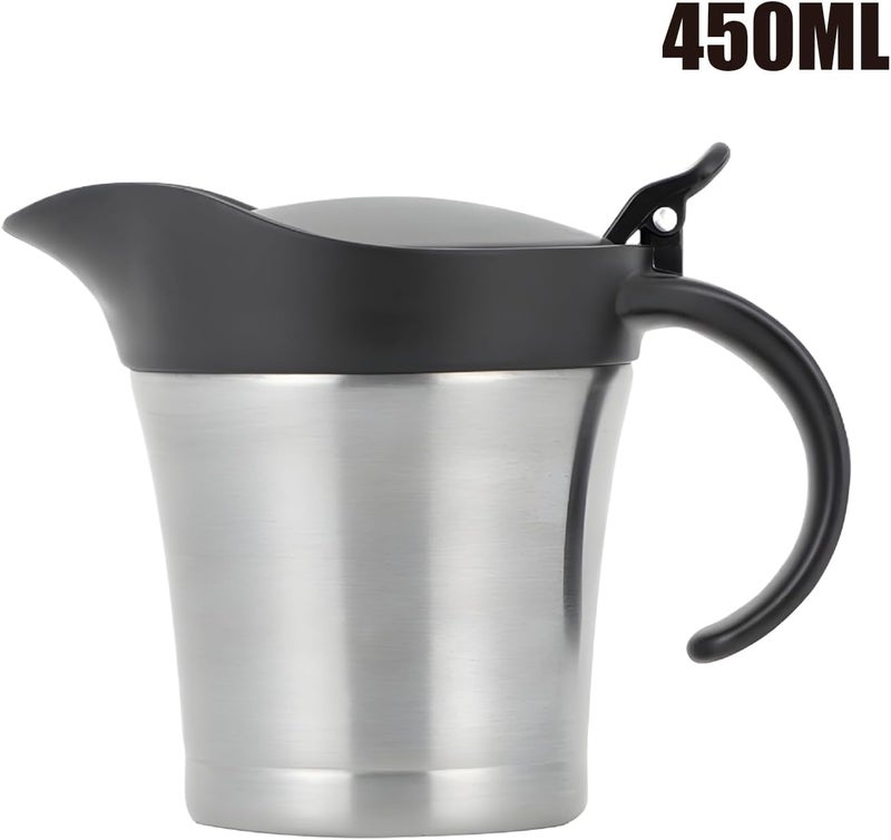 Gravy Boat with Lid - 450ml Serving Pot | Stainless Steel Sauce Pot with Lid, Heat Resistant Sauce Server for Buffet, Salad, Wedding, Party, Kitchen, Catering and Hotel Use - Image 5
