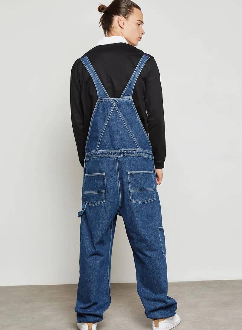 TOPMAN Dark Wash Dungarees