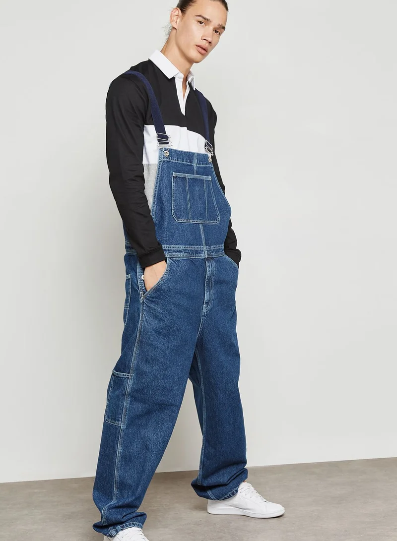 TOPMAN Dark Wash Dungarees