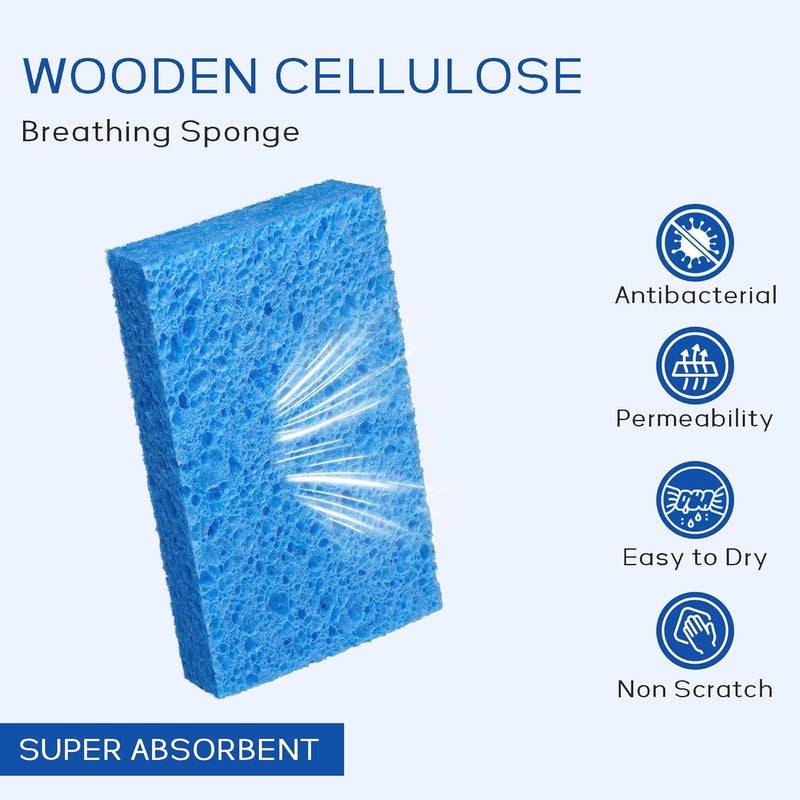 ARCLIBER Heavy Duty Cellulose Sponges - Non-Scratch Kitchen Cleaning Sponges (6 Pack) - Image 3