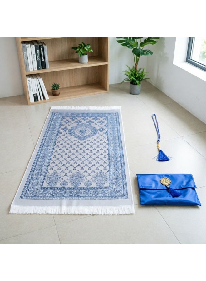 Minimalist Elastic Prayer Mat 3-Piece Gift Set with Satin Storage Bag & Prayer Beads - Image 2