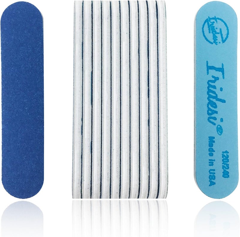 Professional Mini Blue Finger Nail Files 120/240 Washable Emery Boards 3-1/2 Inches Long 12 Fingernail Files Per Pack