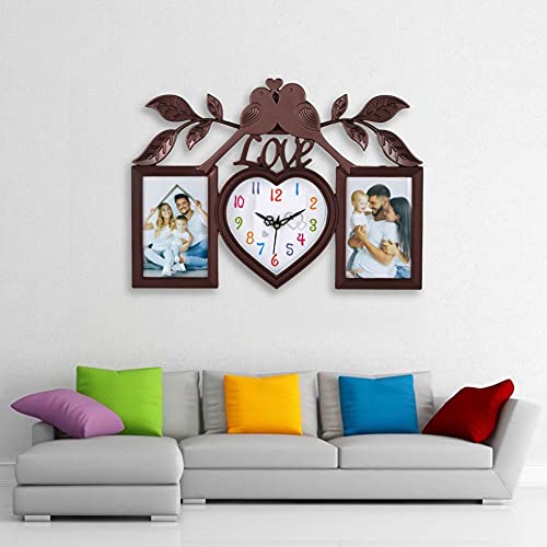Harbour Plastic Analog Latest Stylish New Models Wall Clock With Photo Frames (Size Height 29 Cm X Width 49 Cm) Big Size Wall Clock Mz 771 Sn 3 (Brown) - Image 2