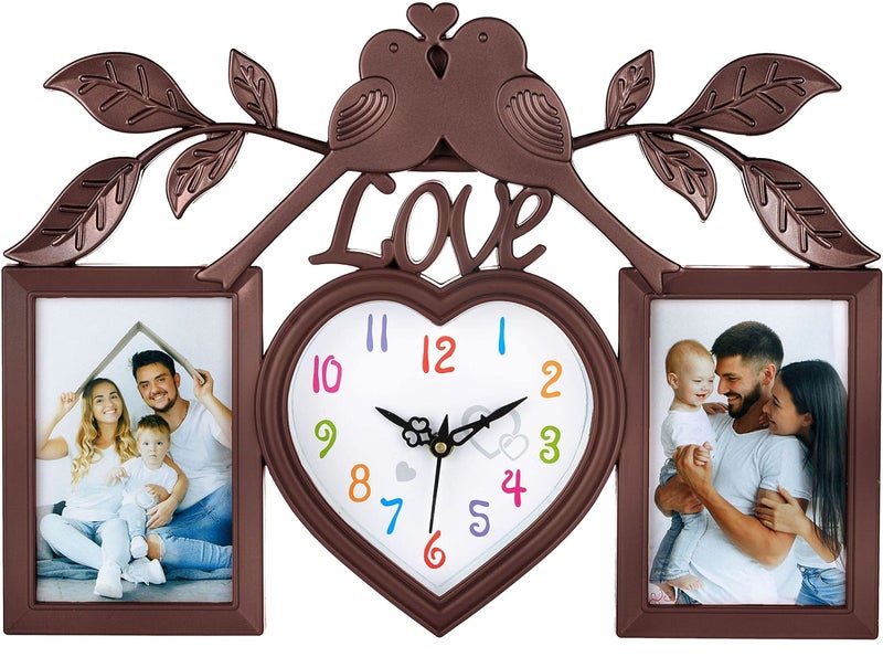 Harbour Plastic Analog Latest Stylish New Models Wall Clock With Photo Frames (Size Height 29 Cm X Width 49 Cm) Big Size Wall Clock Mz 771 Sn 3 (Brown) - Image 3