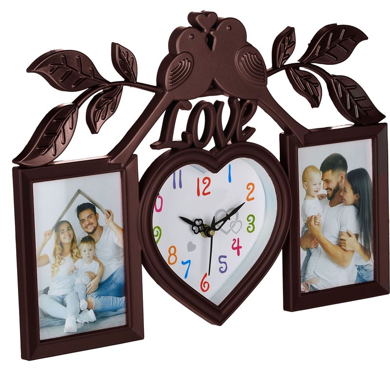 Harbour Plastic Analog Latest Stylish New Models Wall Clock With Photo Frames (Size Height 29 Cm X Width 49 Cm) Big Size Wall Clock Mz 771 Sn 3 (Brown) - Image 4