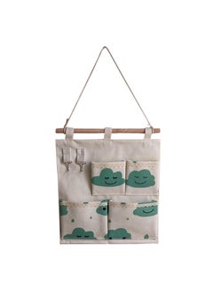 ZAKKA Cotton Linen Foldable Storage Hanging Bag with Hooks F green clouds