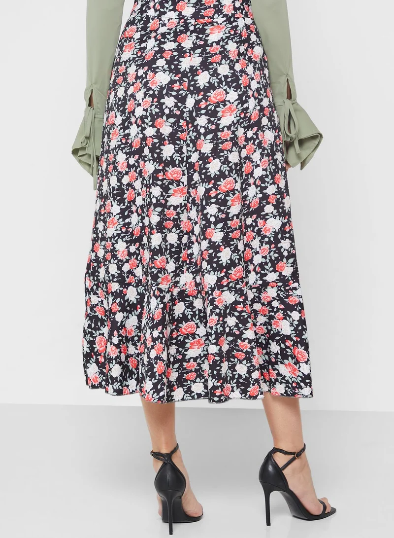 ELLA Ruffled End Printed Skirt