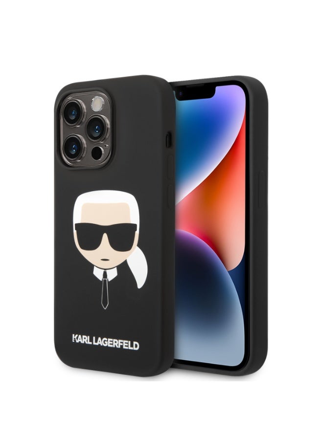 كارل لاغرفيلد كفر جوال ايفون 14 برو ماكس سيليكون لون أسود من كارل لاغرفيلد Karl Lagerfeld Silicone Karl`s Head Hard Case for iPhone 14 Pro Max - Image 3