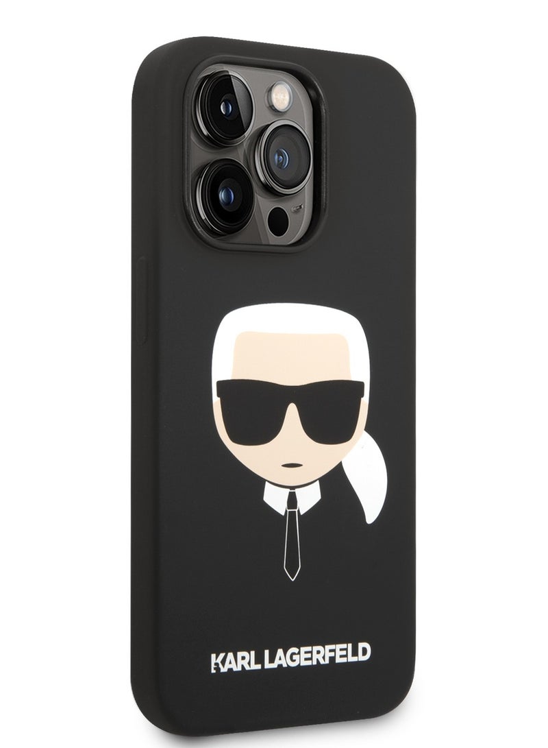 كارل لاغرفيلد كفر جوال ايفون 14 برو ماكس سيليكون لون أسود من كارل لاغرفيلد Karl Lagerfeld Silicone Karl`s Head Hard Case for iPhone 14 Pro Max - Image 1