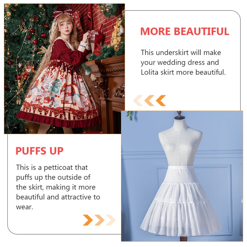 1pc Fashion Lolita Dress Underskirt Beautiful Skirt Layered Bubble Skirt (White) - Image 3