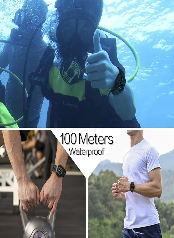 ILAME 10 ATM Water Resistant Sports Wristwatch for Swimming and Diving, Alarm Clock, Stopwatch, Timer, Dual Time, Calendar, 12 and 24 Hour Format Switchable - Image 2