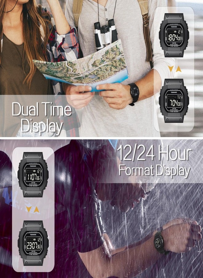 ILAME 10 ATM Water Resistant Sports Wristwatch for Swimming and Diving, Alarm Clock, Stopwatch, Timer, Dual Time, Calendar, 12 and 24 Hour Format Switchable - Image 4