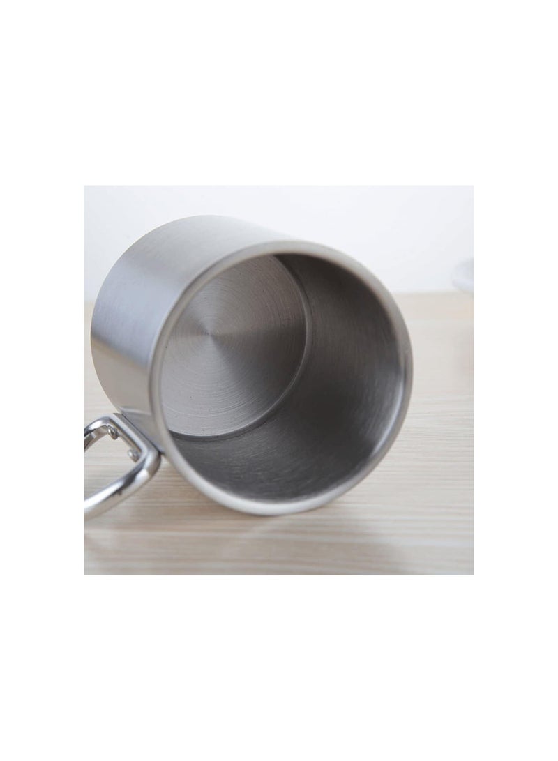 GGOOT Silver Carabiner Camping Mug to Pack Camping Accessories Travel Coffee Cup Double Walled Stainless Steel Travel Mug Travel Mugs for Hot Drinks 220ml - Image 5