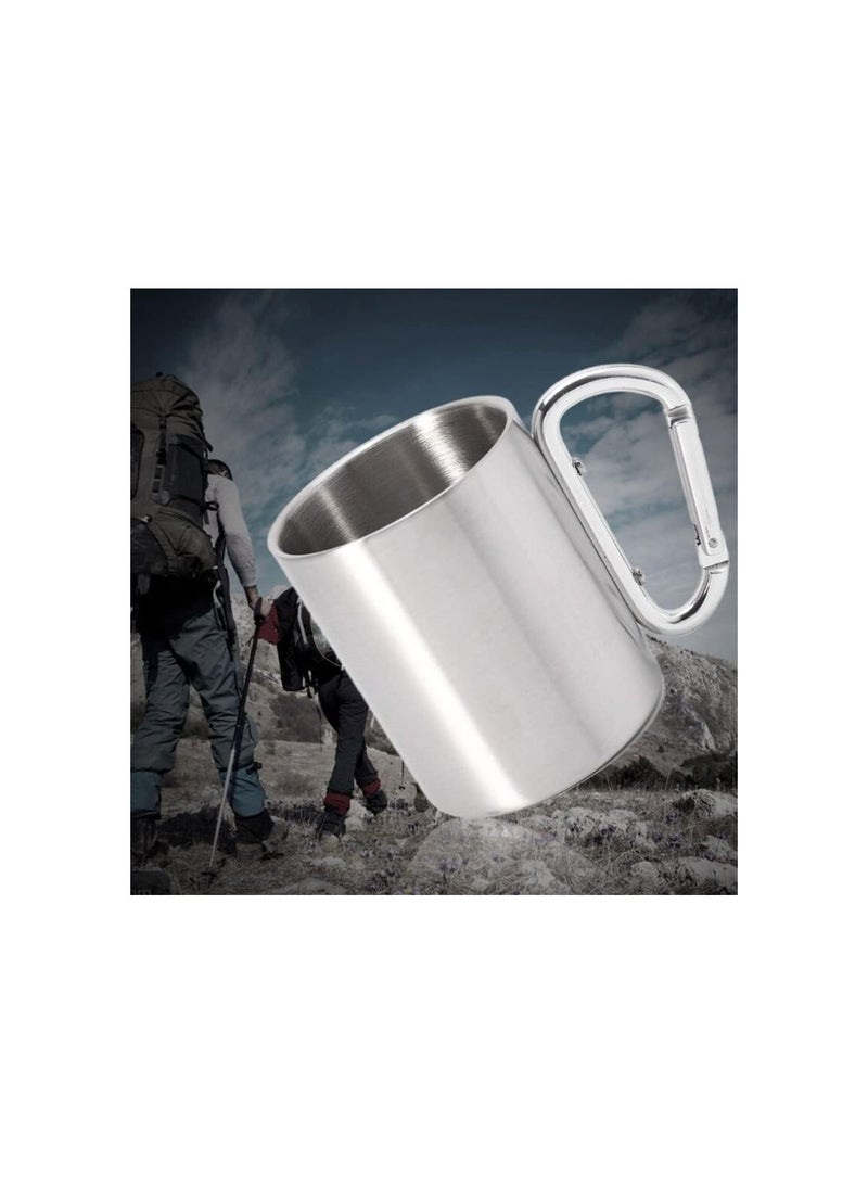 GGOOT Silver Carabiner Camping Mug to Pack Camping Accessories Travel Coffee Cup Double Walled Stainless Steel Travel Mug Travel Mugs for Hot Drinks 220ml - Image 4