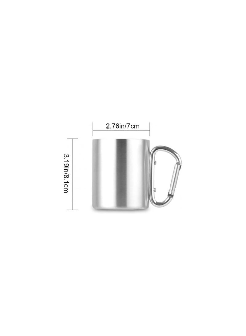 GGOOT Silver Carabiner Camping Mug to Pack Camping Accessories Travel Coffee Cup Double Walled Stainless Steel Travel Mug Travel Mugs for Hot Drinks 220ml - Image 2