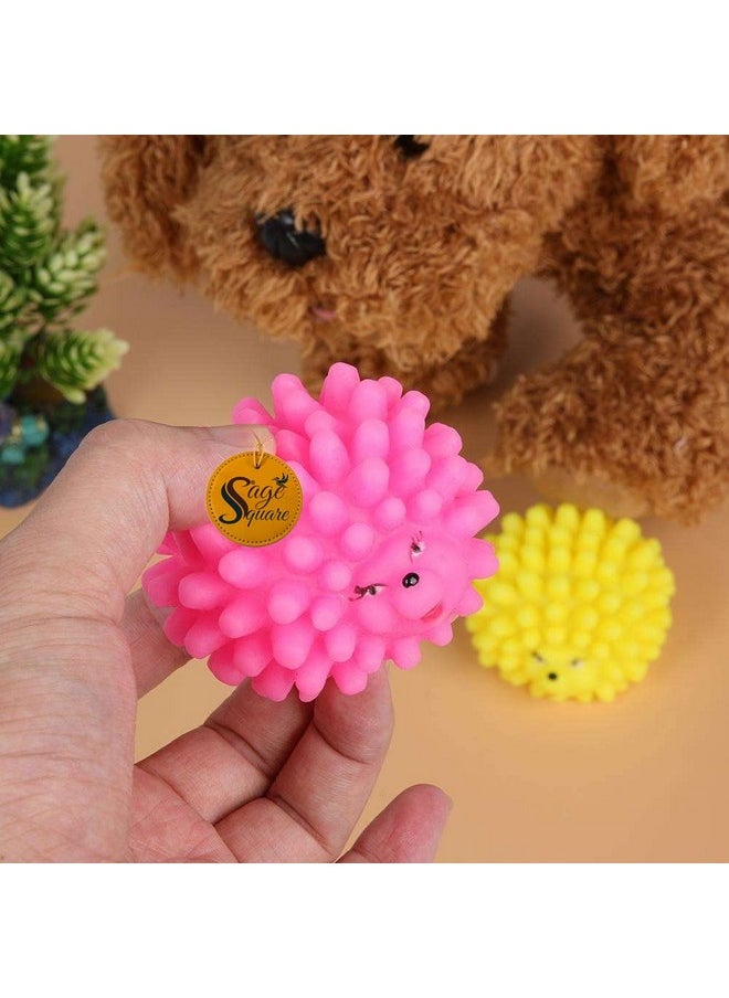 Sage Square Natural Rubber Cute Colorful Hedgehog Squeaky Toy For Puppy Dog - (Color May Vary)  - Image 3