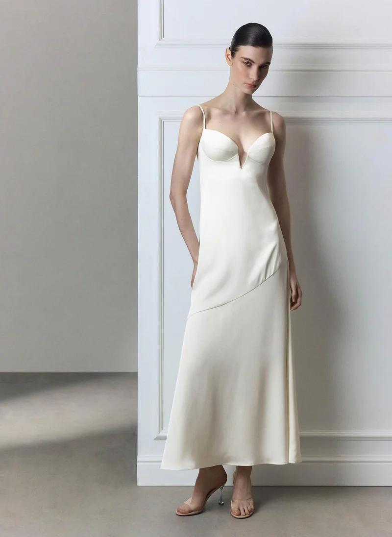 Lichi  Strapless maxi dress with a deep neckline for Women | Best Price UAE