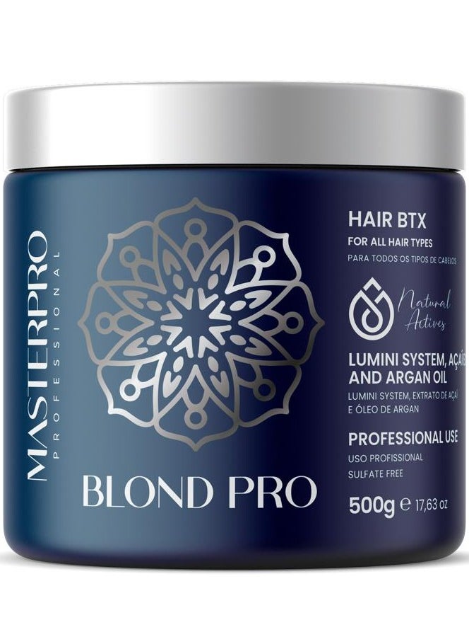 MASTERPRO PROFESSIONAL BlondPro Hair Botox Gloss and Shine Botox Hair Treatment with Lumini System , Acai Extract & Argan Oil for All Hair Types Repair for Damaged or Dry Hair Frizz and Sulfate Free 500 G  - Image 1