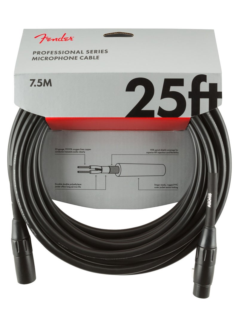Fender Professional Series Microphone Cable 25 Black 0990820015 - Image 2