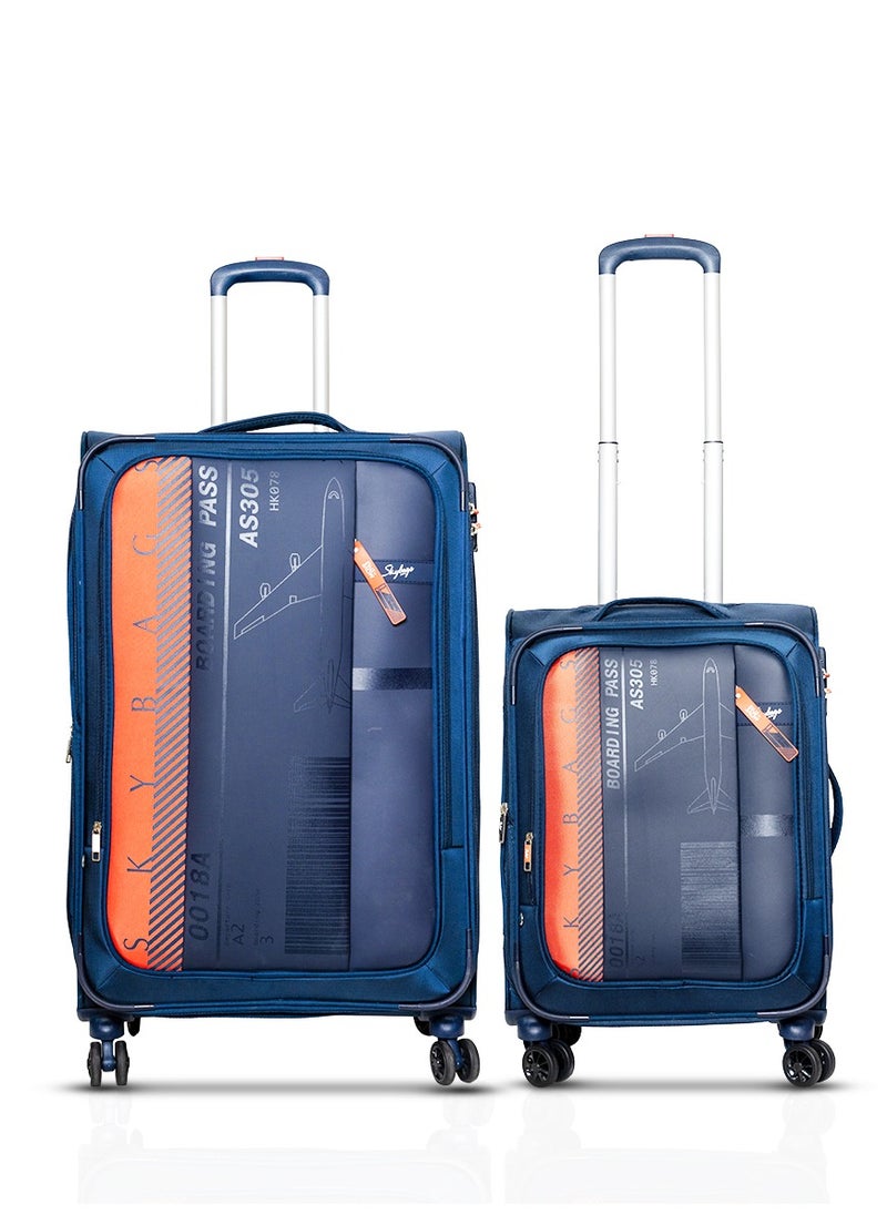 Skybags - Airway Pro Expandable Soft Body Luggage Set with Smooth Dual Wheels Trolley Bags, Polyester Material, TSA Lock, Cabin| Large- Blue - Image 1