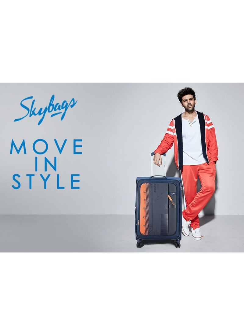 Skybags - Airway Pro Expandable Soft Body Luggage Set with Smooth Dual Wheels Trolley Bags, Polyester Material, TSA Lock, Cabin| Large- Blue - Image 1