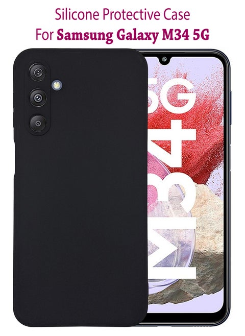 Silicone Protective Back Case Cover For Samsung Galaxy M34 5G - Black