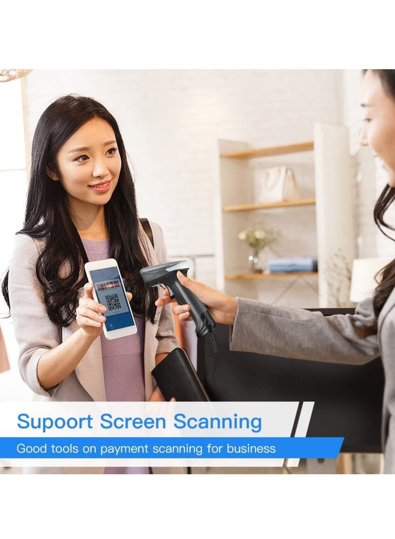 ماسح ضوئي رموز شريطية USB بعيد المدى محمول سلكي قارئ بار كود بيانات مصفوفة للمدفوعات المحمولة نظام نقاط البيع، إدارة مخزون السوبر ماركت، توصيل واستخدام سهل، كابل إضافي للكتب والمستودع - Image 3