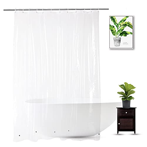 WellColor Clear Shower Curtain Liner 72 x 75 inch, PEVA Heavy Duty Shower Liner with 3 Weights, Transparent, 100% Waterproof - Image 1