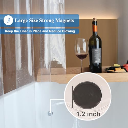 WellColor Clear Shower Curtain Liner 72 x 75 inch, PEVA Heavy Duty Shower Liner with 3 Weights, Transparent, 100% Waterproof - Image 5