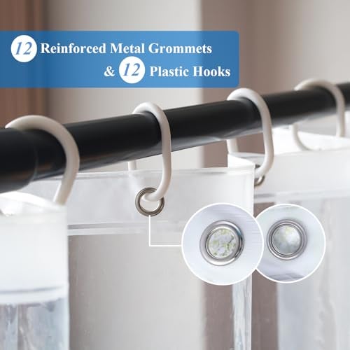 WellColor Clear Shower Curtain Liner 72 x 75 inch, PEVA Heavy Duty Shower Liner with 3 Weights, Transparent, 100% Waterproof - Image 3