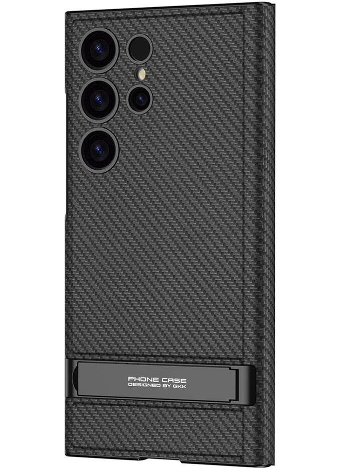 Rona Store Galaxy S24 Ultra Case Camera Protection Carbon Design Zore Droga Stand Card Holder Cover Case-Black  - Image 4