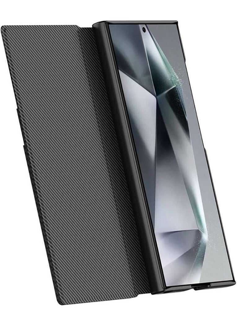 Rona Store Galaxy S24 Ultra Case Camera Protection Carbon Design Zore Droga Stand Card Holder Cover Case-Black  - Image 5