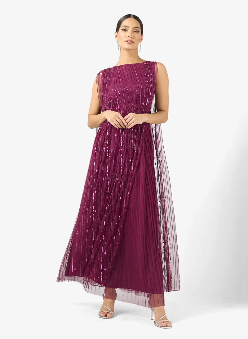 Cape Sleeve Sequin Maxi Dress