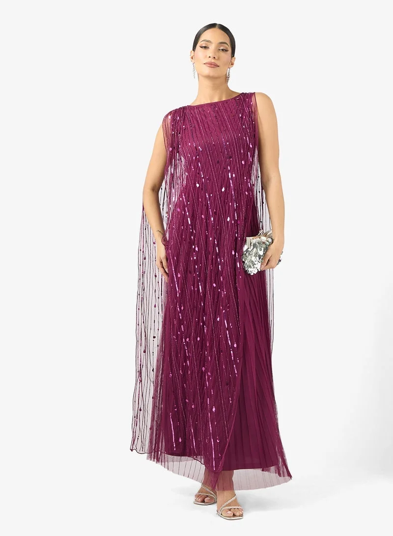 Cape Sleeve Sequin Maxi Dress