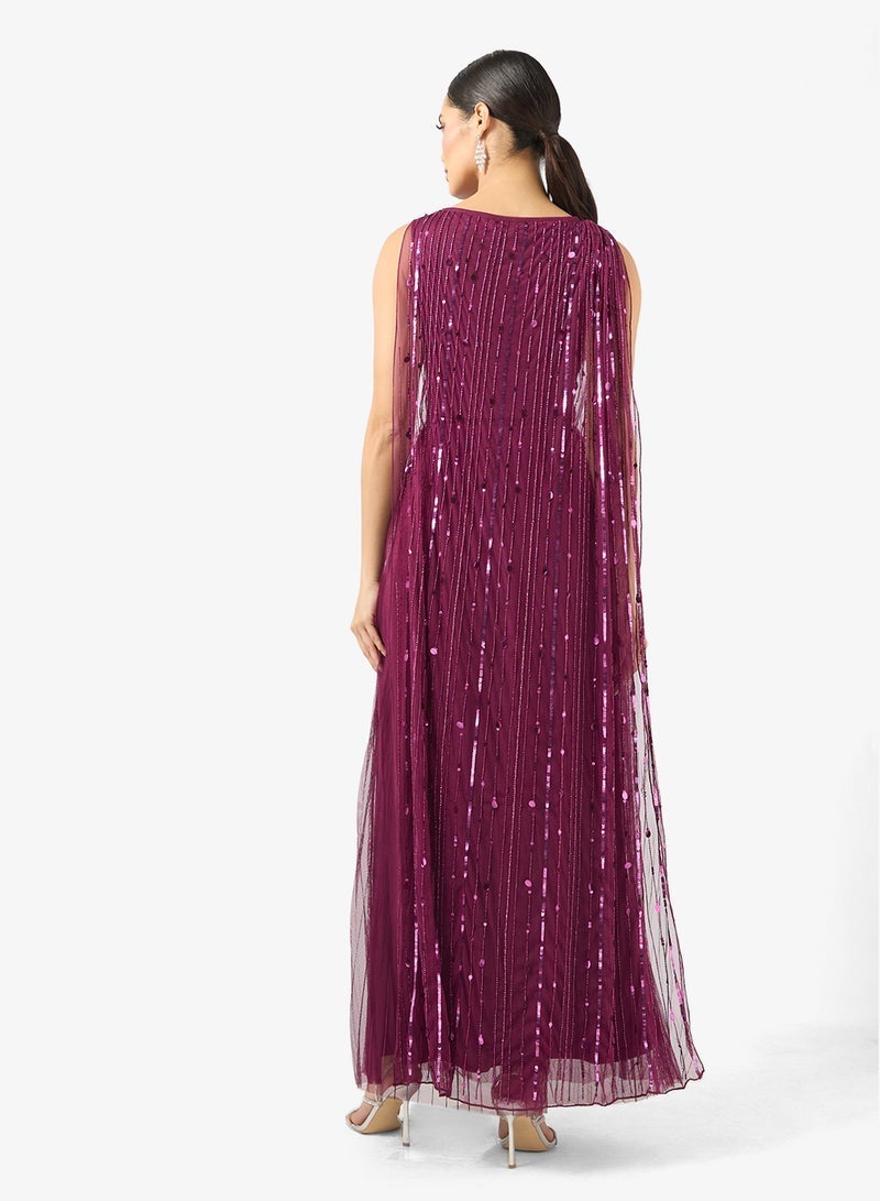 اميليا روز فستان ماكسي بأكمام كاب وترتر - Image 2