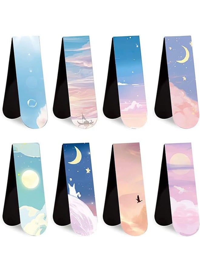 Magnetic Bookmarks, 8pcs Magnet Page Markers Landscape Pattern Assorted Page Clips Book Markers for Students Teachers Book Lovers Book Club Library - Image 1