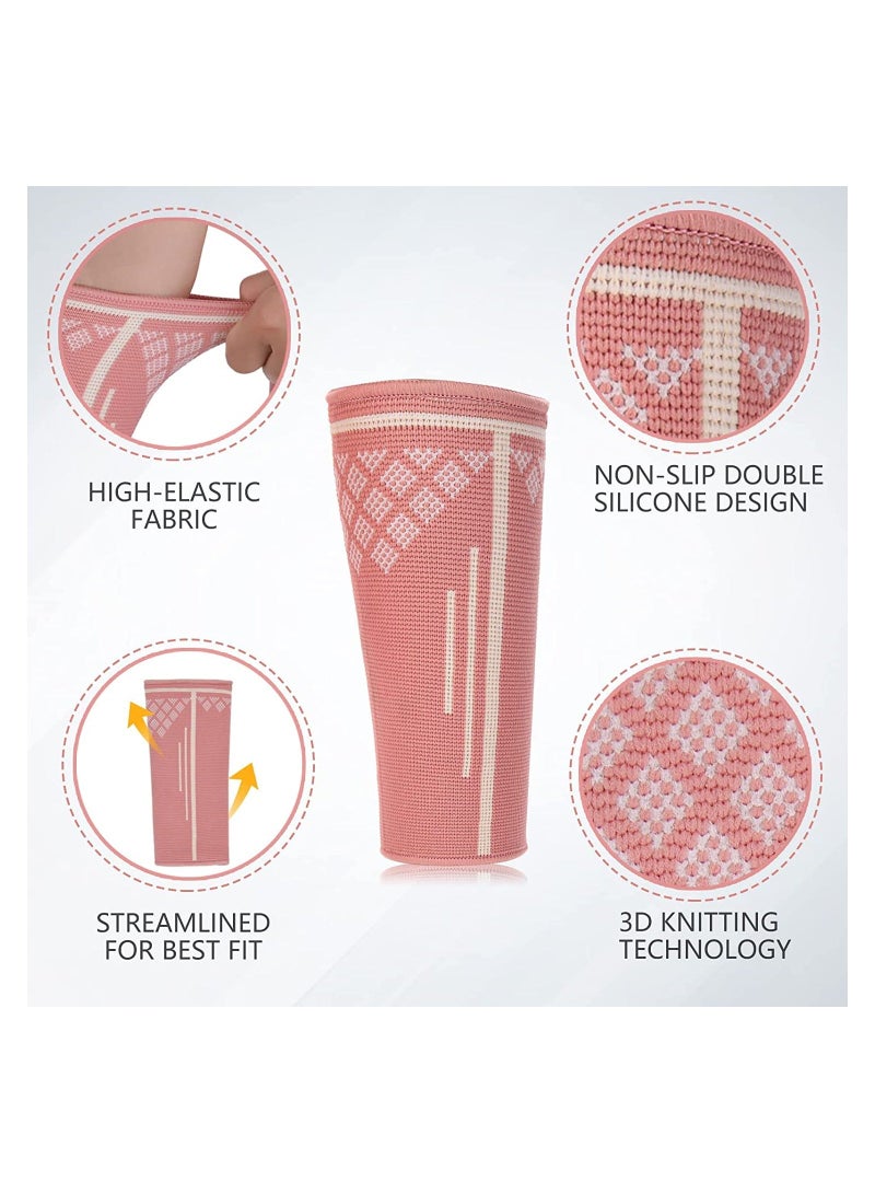 Y&D Volleyball Arm Sleeves 2 Pairs 8" Compression Forearm Black and Pink Guards for Women Youth Teens Adults Football Baseball Basketball Training Autumn Extended Brace Sports Wristband - Image 4