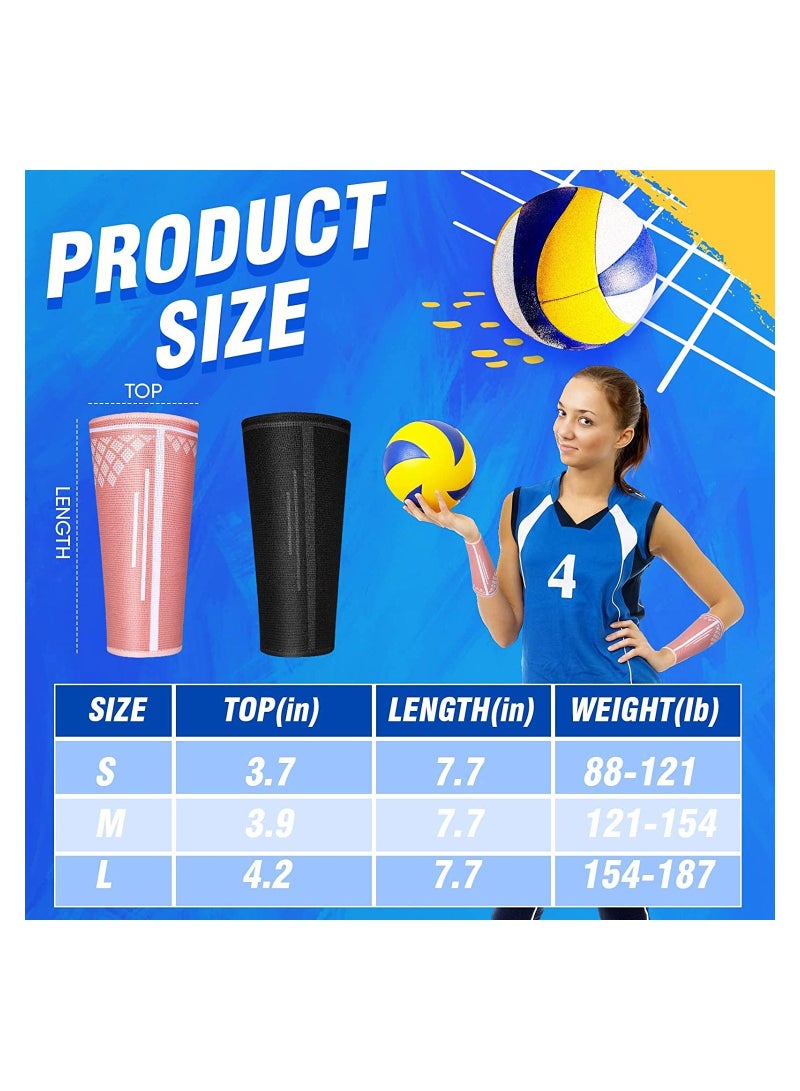 Y&D Volleyball Arm Sleeves 2 Pairs 8" Compression Forearm Black and Pink Guards for Women Youth Teens Adults Football Baseball Basketball Training Autumn Extended Brace Sports Wristband - Image 5