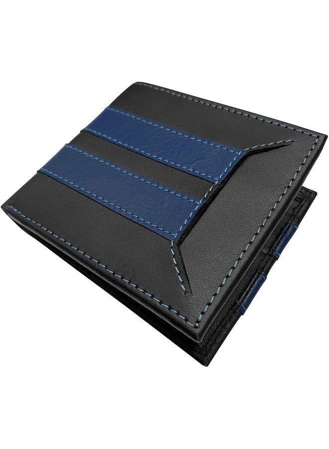 Agent Gear USA Thin Blue Line Police Wallet Law Enforcement Officer Leather Leo Bifold Wallet - Image 1