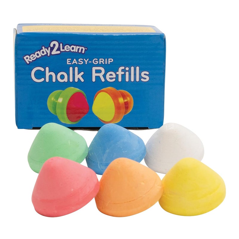 READY 2 LEARN Easy Grip Chalk Refills - 6 Colors - Ages 18m+ - Non-Toxic Toddler Sidewalk Chalk - Handles Sold Separately - Image 1