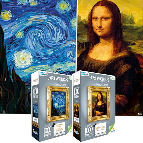 RONDA Art Puzzles 2Pack 1000Piece Set Featuring Mona Lisa Starry Night an Expert Art Challenge for Adults Designed for Deep Focus Creative Flow a Truly Rewarding Accomplishment - Image 1