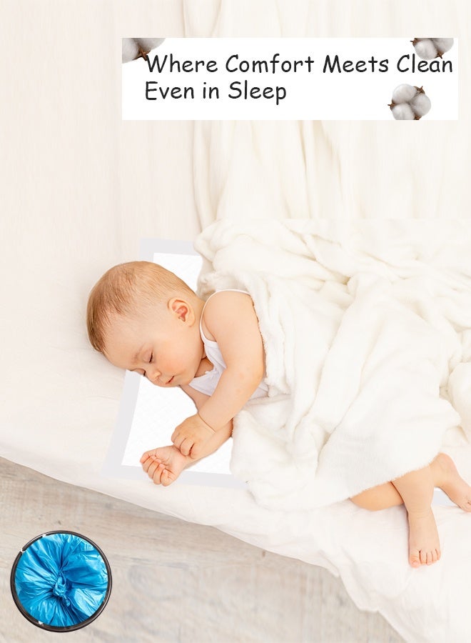 Cute 'n' Cuddle 60 Pcs Disposable Changing Mat White 60cmX45cm With 60 Disposable Scented bags Blue - Image 4