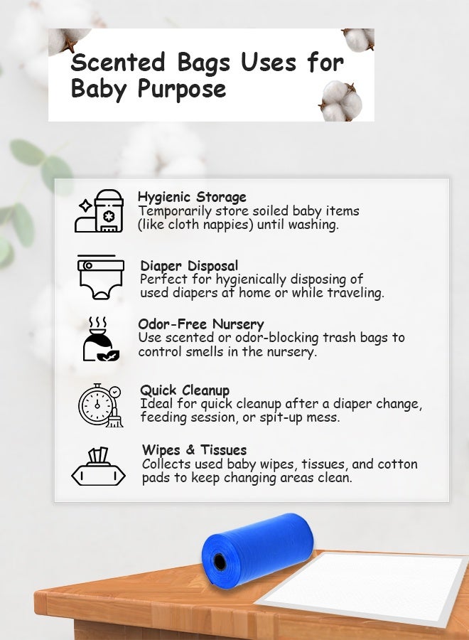 Cute 'n' Cuddle 60 Pcs Disposable Changing Mat White 60cmX45cm With 60 Disposable Scented bags Blue - Image 5