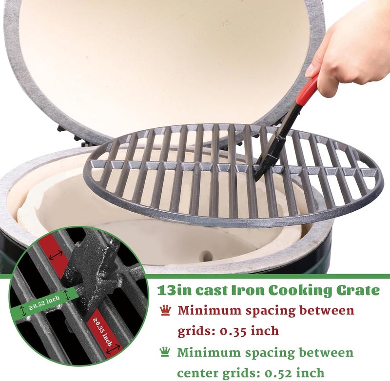 Vankey Grill Grate Lifter Gripper, Cast Iron Cooking Grid Lifter Accessories for Kamado Joe Charcoal Grill Green Egg Primo Set for Moving Cast Iron and Stainless Steel Grilling Nets - Image 3