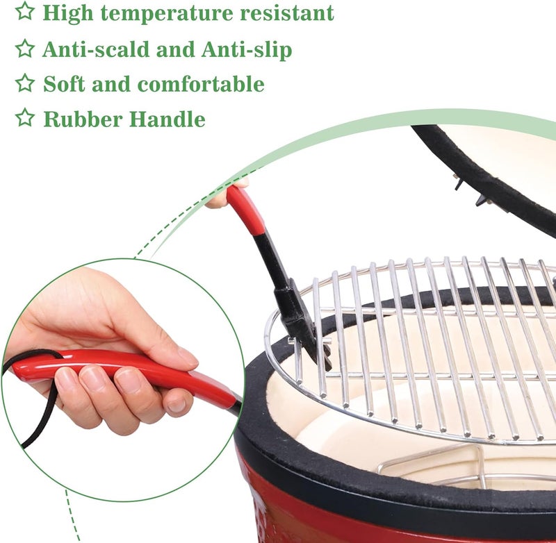 Vankey Grill Grate Lifter Gripper, Cast Iron Cooking Grid Lifter Accessories for Kamado Joe Charcoal Grill Green Egg Primo Set for Moving Cast Iron and Stainless Steel Grilling Nets - Image 4