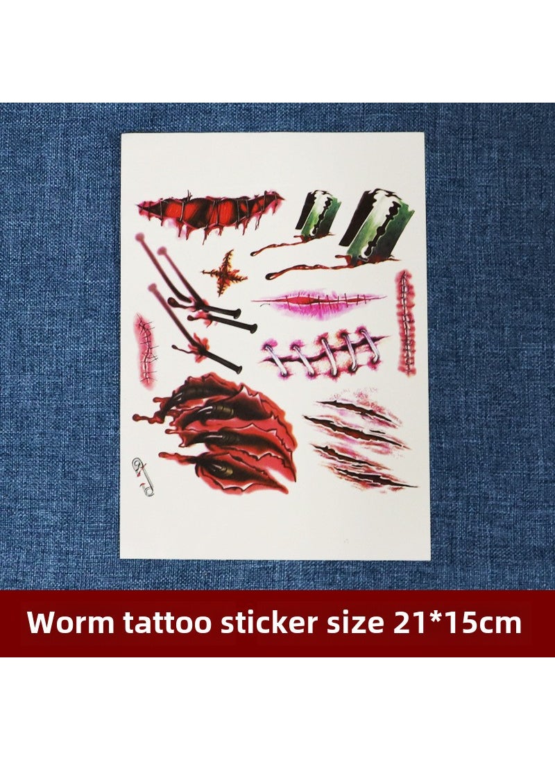 Generic Sadako Cosplay Costume Halloween Witch Party Outfit Centipede Tattoo Sticker 