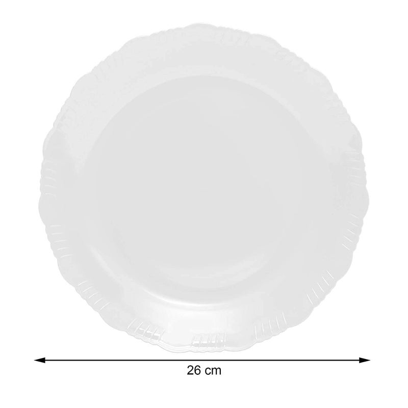 Cutting EDGE Round Colorful Set of Dinner Plates for Families Daily Use Parties Unbreakable Kid Friendly Dishwasher Safe White Set of 4 - Image 2